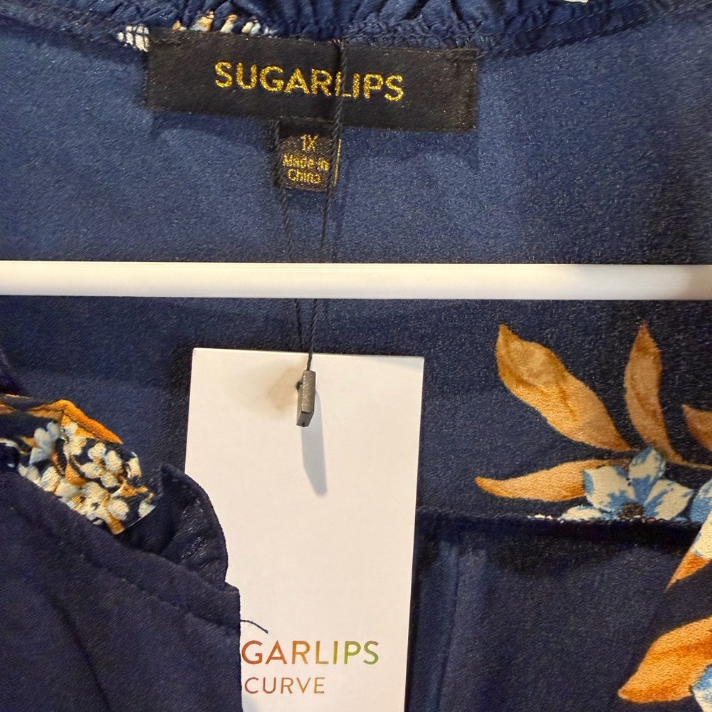 NWT Sugarlips Dusk Bloom Floral Wilhem Ruffle Blouse Size 1x - Picture 5 of 7
